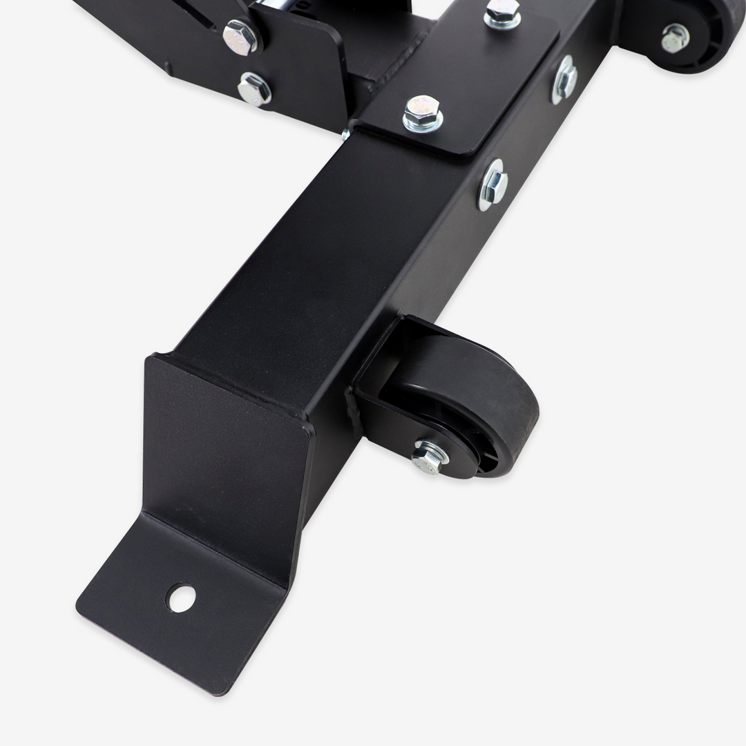 Black metal bracket on a white background