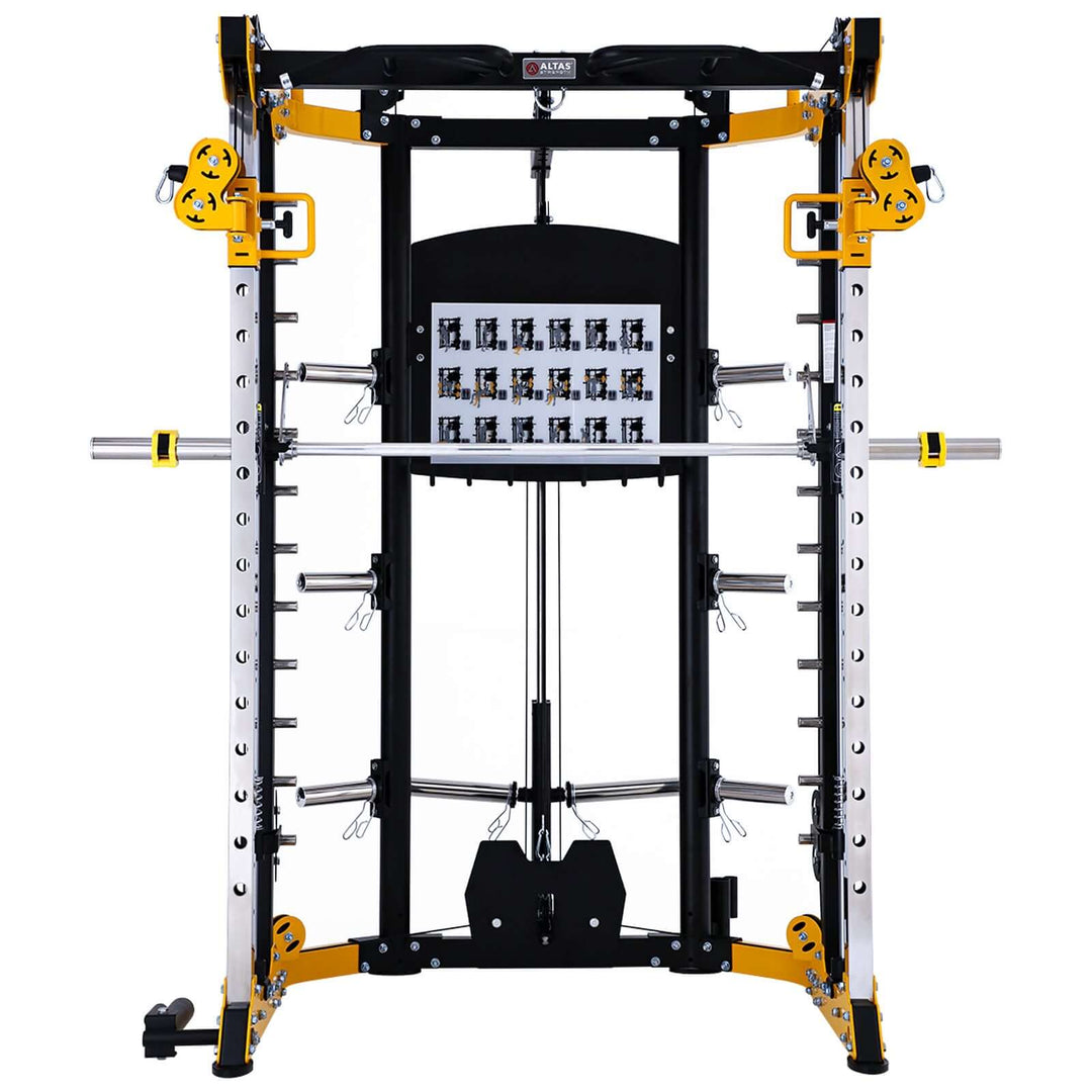 Altas AL-3059 Smith Machine with sturdy frame, perfect for home or commercial gym use in Canada, offering versatile workouts.