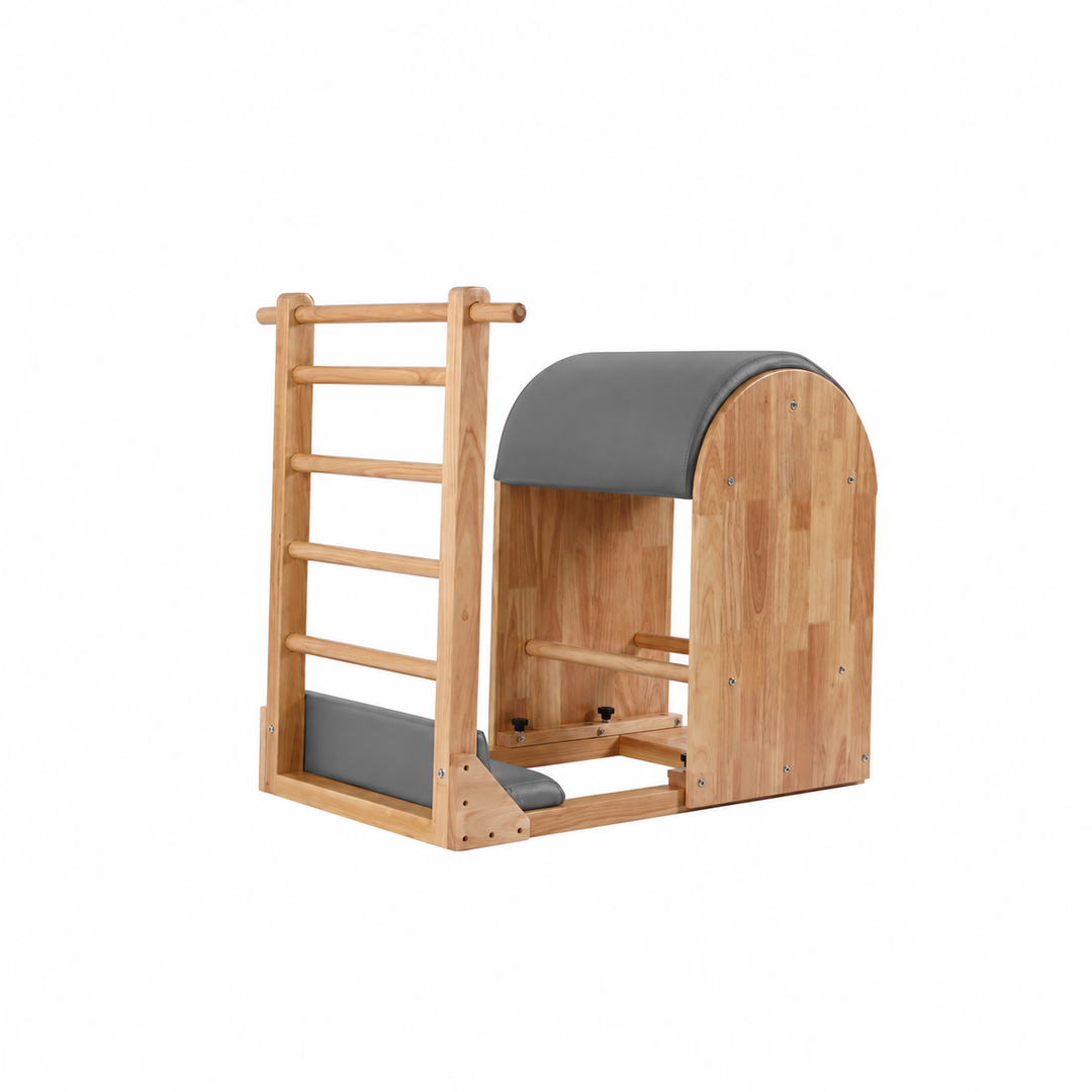 Pilates Barrel XRPB100 with gray upholstered leather padding
