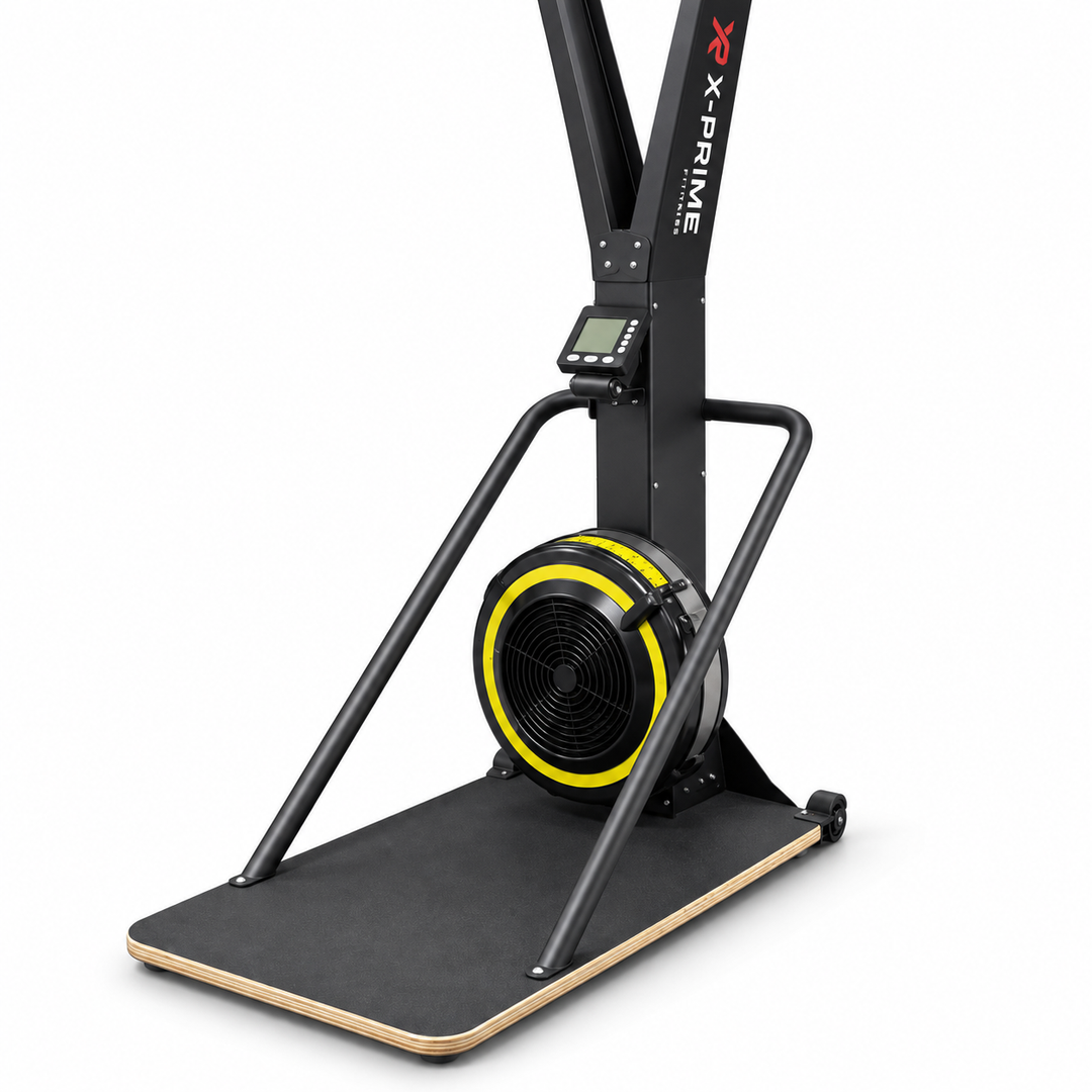 X-Prime Fitness XK1000 ski machine flywheel, resistance control, monitor and standing platform